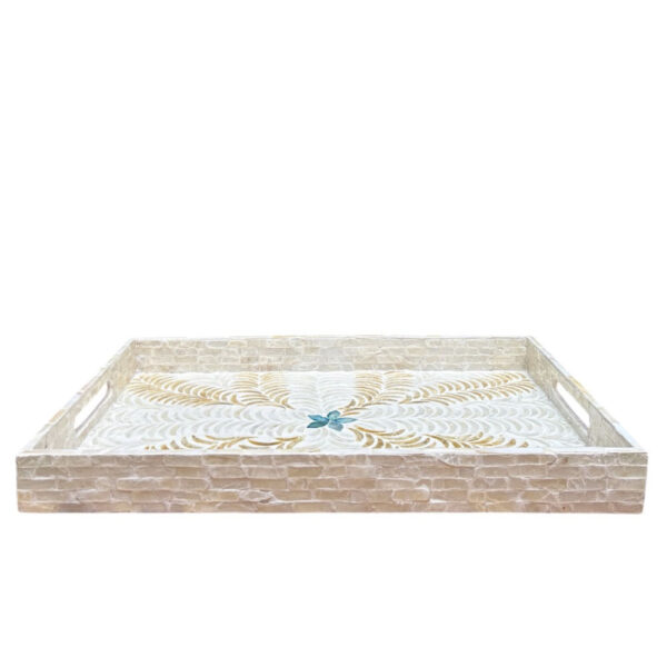Plateau en nacre blanc