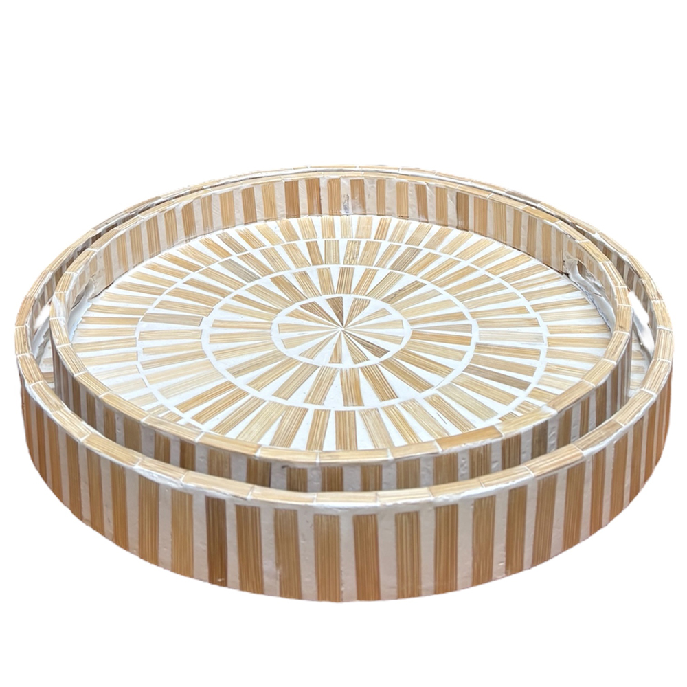 Plateau rond en bambou