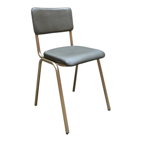 Chaise cuir vert pieds dorés
