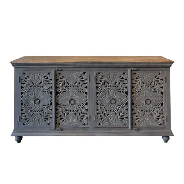 Buffet bois sculpté gris