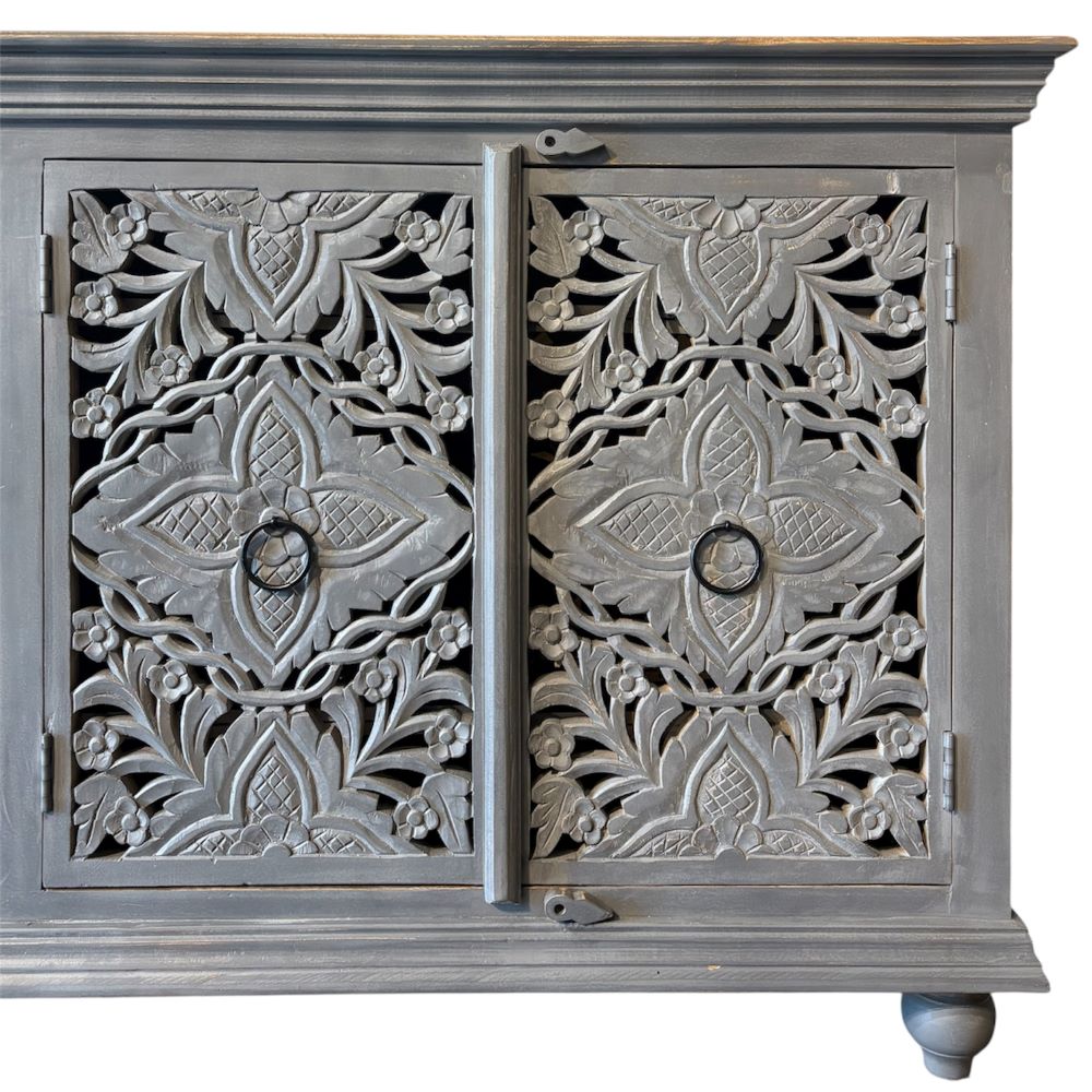 Buffet bois sculpté gris